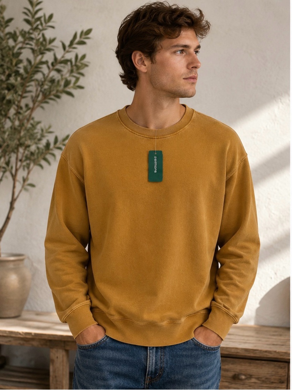 Sandro Men’s Mustard Crewneck Sweatshirt